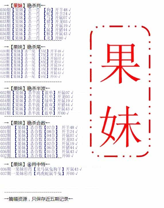 037期果妹心水[图]